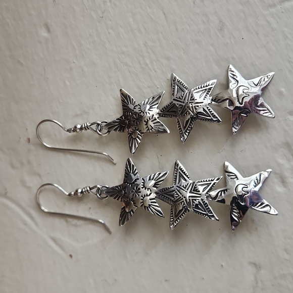 Gorgeous NWOT Native American Navajo Sterling Star Dangle Earrings ⭐️🎁 - Picture 7 of 11